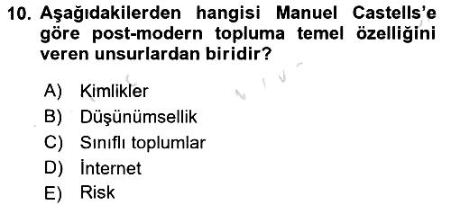 Sosyolojide Yakın Dönem Gelişmeler 2021-2022 Yaz Okulu Sınavı - 10. soru