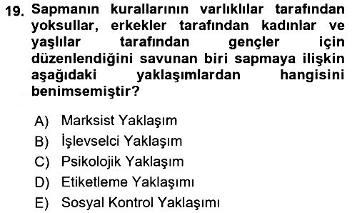 Sosyolojiye Giriş 2017-2018 3 Ders Sınavı - 19. soru