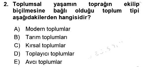 Sosyolojiye Giriş 2018-2019 3 Ders Sınavı - 2. soru