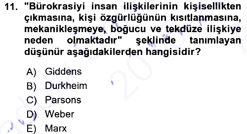 Sosyolojiye Giriş 2015-2016 Ara Sınav - 11. soru