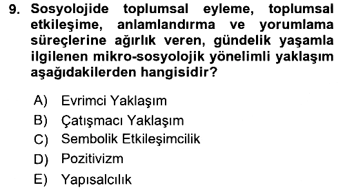 Sosyolojiye Giriş 2016-2017 Ara Sınav - 9. soru