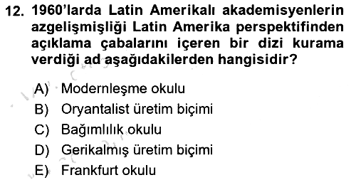 Sosyolojiye Giriş 2019-2020 Ara Sınav - 12. soru