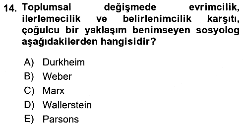 Sosyolojiye Giriş 2023-2024 Ara Sınav - 14. soru