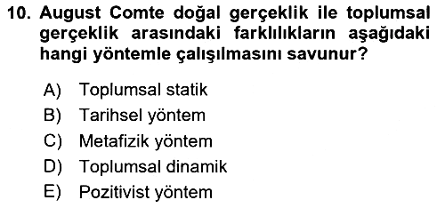 Sosyolojiye Giriş 2025-2026 Ara Sınav - 10. soru