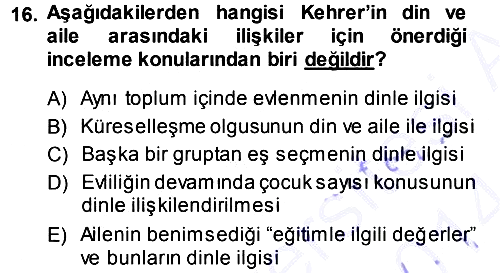 Sosyolojiye Giriş 2013-2014 Dönem Sonu Sınavı - 16. soru