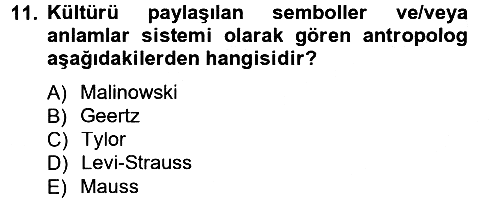 Sosyolojiye Giriş 2014-2015 Dönem Sonu Sınavı - 11. soru