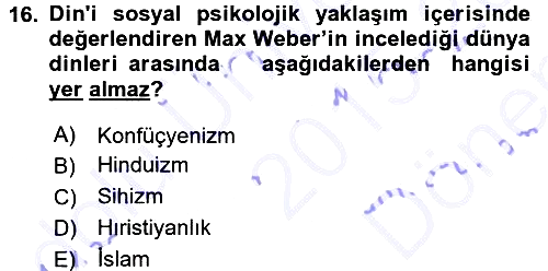 Sosyolojiye Giriş 2015-2016 Dönem Sonu Sınavı - 16. soru