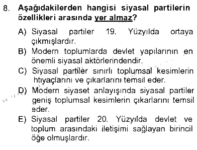Sosyolojiye Giriş 2012-2013 Tek Ders Sınavı - 8. soru