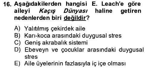 Sosyolojiye Giriş 2013-2014 Tek Ders Sınavı - 16. soru