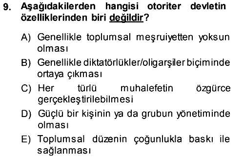 Sosyolojiye Giriş 2014-2015 Tek Ders Sınavı - 9. soru