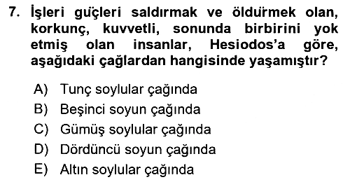 Tarih Felsefesi 1 2018-2019 3 Ders Sınavı - 7. soru