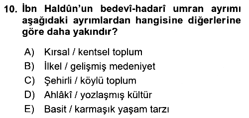 Tarih Felsefesi 1 2018-2019 3 Ders Sınavı - 10. soru