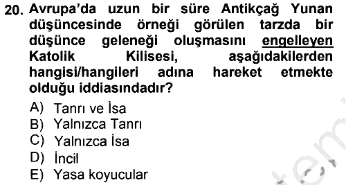 Tarih Felsefesi 1 2012-2013 Ara Sınav - 20. soru
