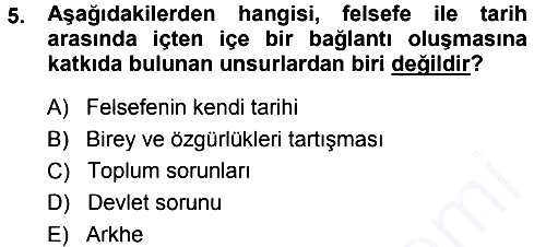 Tarih Felsefesi 1 2013-2014 Ara Sınav - 5. soru