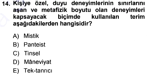 Tarih Felsefesi 1 2014-2015 Ara Sınav - 14. soru