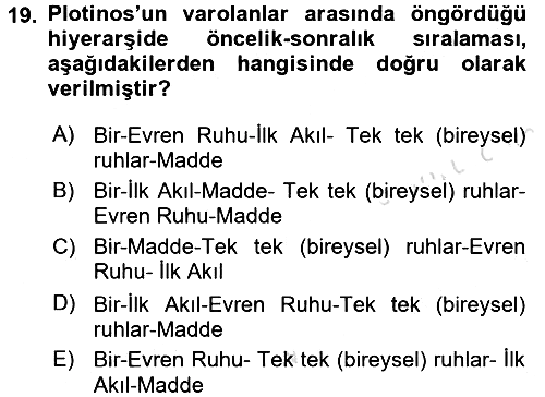 Tarih Felsefesi 1 2016-2017 Ara Sınav - 19. soru