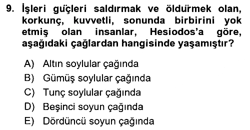 Tarih Felsefesi 1 2021-2022 Ara Sınav - 9. soru