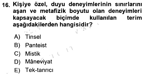 Tarih Felsefesi 1 2021-2022 Ara Sınav - 16. soru
