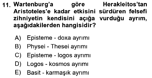 Tarih Felsefesi 1 2024-2025 Ara Sınav - 11. soru