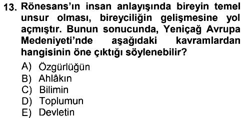 Tarih Felsefesi 1 2012-2013 Dönem Sonu Sınavı - 13. soru