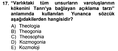 Tarih Felsefesi 1 2012-2013 Dönem Sonu Sınavı - 17. soru