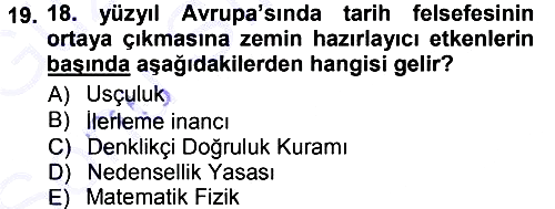 Tarih Felsefesi 1 2012-2013 Dönem Sonu Sınavı - 19. soru