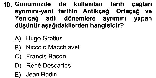 Tarih Felsefesi 1 2013-2014 Dönem Sonu Sınavı - 10. soru
