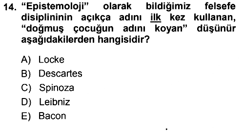 Tarih Felsefesi 1 2013-2014 Dönem Sonu Sınavı - 14. soru