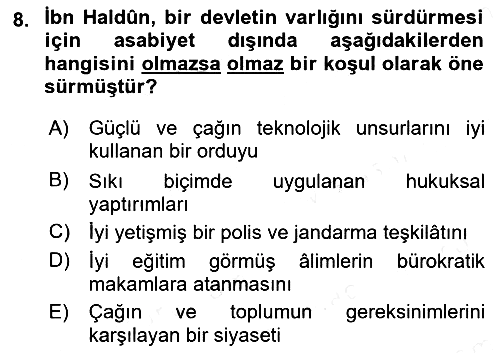 Tarih Felsefesi 1 2017-2018 Dönem Sonu Sınavı - 8. soru
