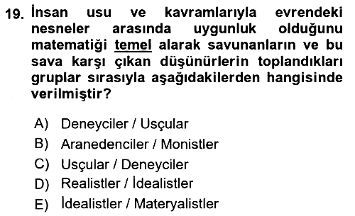 Tarih Felsefesi 1 2017-2018 Dönem Sonu Sınavı - 19. soru