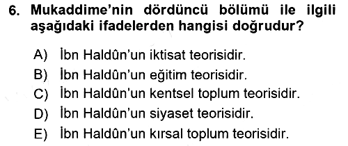 Tarih Felsefesi 1 2018-2019 Dönem Sonu Sınavı - 6. soru