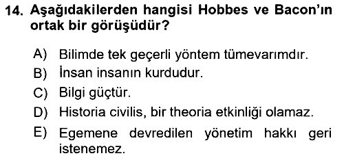 Tarih Felsefesi 1 2018-2019 Dönem Sonu Sınavı - 14. soru