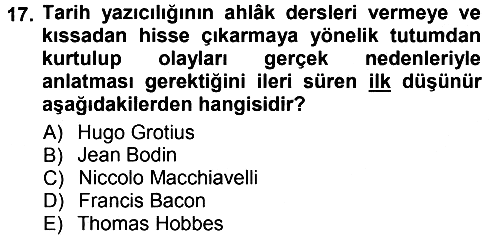 Tarih Felsefesi 1 2014-2015 Tek Ders Sınavı - 17. soru