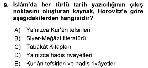 Tarih Felsefesi 1 2015-2016 Tek Ders Sınavı - 9. soru