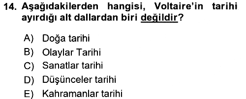Tarih Felsefesi 1 2015-2016 Tek Ders Sınavı - 14. soru