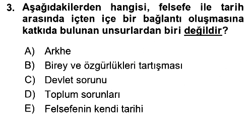 Tarih Felsefesi 1 2018-2019 Yaz Okulu Sınavı - 3. soru