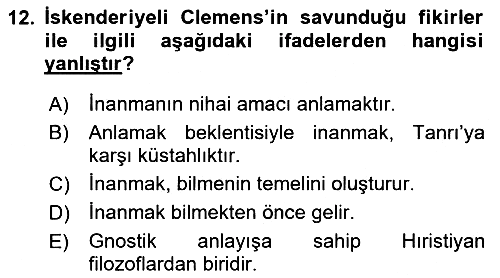 Tarih Felsefesi 1 2021-2022 Yaz Okulu Sınavı - 12. soru