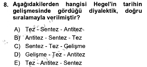 Tarih Felsefesi 2 2016-2017 3 Ders Sınavı - 8. soru