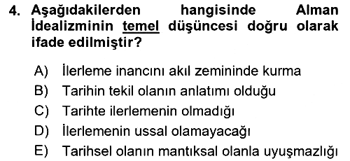 Tarih Felsefesi 2 2018-2019 3 Ders Sınavı - 4. soru