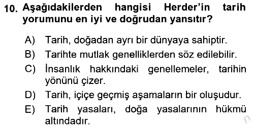 Tarih Felsefesi 2 2018-2019 3 Ders Sınavı - 10. soru