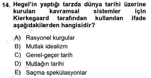 Tarih Felsefesi 2 2018-2019 3 Ders Sınavı - 14. soru