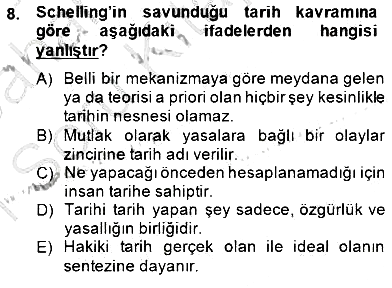 Tarih Felsefesi 2 2014-2015 Ara Sınav - 8. soru