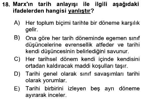 Tarih Felsefesi 2 2015-2016 Ara Sınav - 18. soru