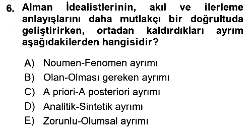 Tarih Felsefesi 2 2016-2017 Ara Sınav - 6. soru