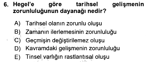 Tarih Felsefesi 2 2021-2022 Ara Sınav - 6. soru