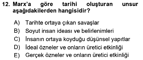 Tarih Felsefesi 2 2021-2022 Ara Sınav - 12. soru