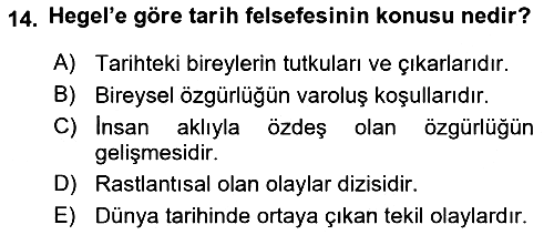 Tarih Felsefesi 2 2023-2024 Ara Sınav - 14. soru