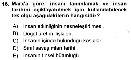 Tarih Felsefesi 2 2023-2024 Ara Sınav - 16. soru