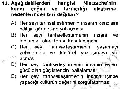 Tarih Felsefesi 2 2012-2013 Dönem Sonu Sınavı - 12. soru
