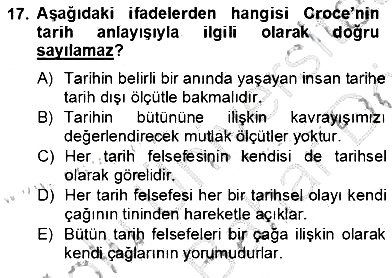 Tarih Felsefesi 2 2012-2013 Dönem Sonu Sınavı - 17. soru